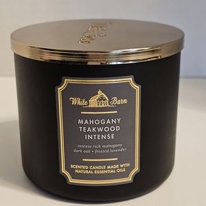 Bath & Body Works White Barn Mahogany Teakwood Intense 3 Wick Candle, 14.5 oz